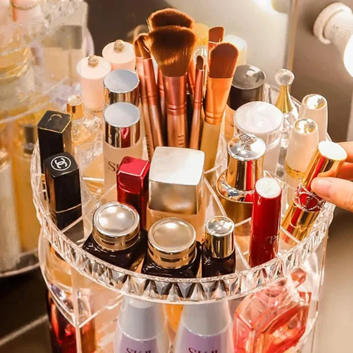 360° Rotating Cosmetic Makeup Organizer | Large Capacity Skincare & Makeup Storage