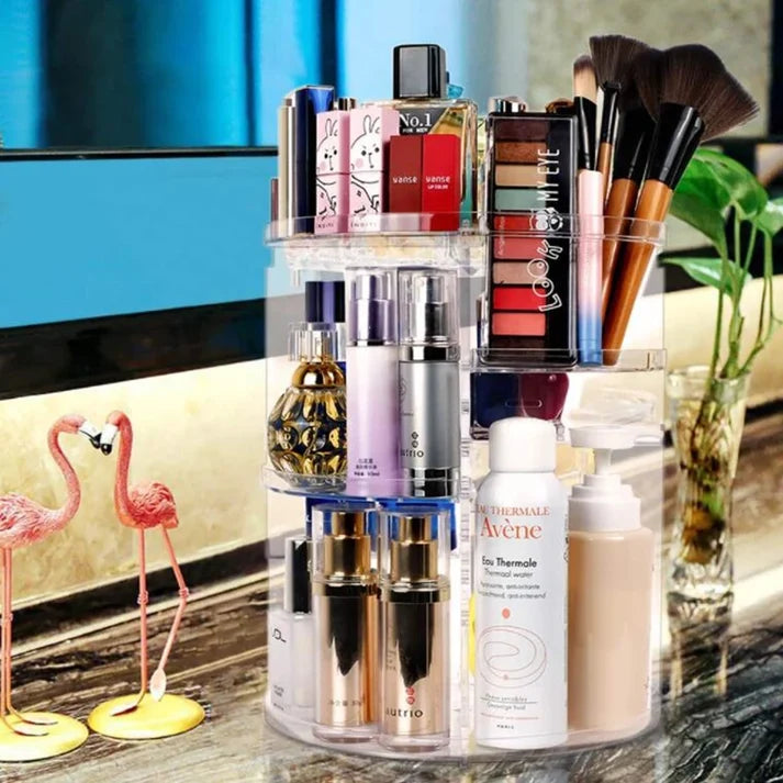 360° Rotating Cosmetic Makeup Organizer | Large Capacity Skincare & Makeup Storage