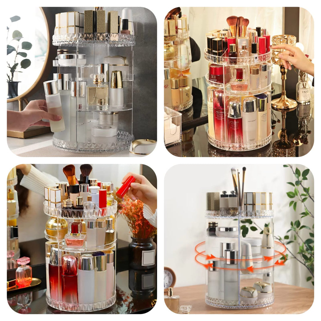 360° Rotating Cosmetic Makeup Organizer | Large Capacity Skincare & Makeup Storage